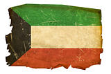 Kuwait Flag old, isolated on white background.