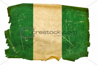 Nigeria Flag old, isolated on white background.