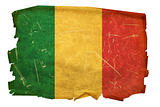 Mali Flag old, isolated on white background.