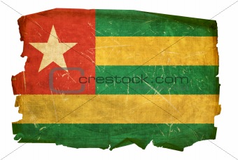 Togo Flag old, isolated on white background.