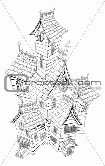 Spooky haunted house illustration