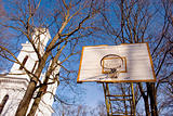 Basketball yard near church.