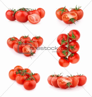 Set of red tomatoes isolated on white