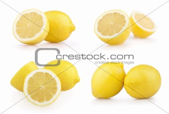 Set of lemons isolated on white