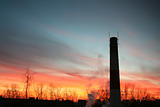 sunset and chimney flue