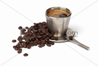 coffee cup with coffee beans