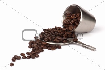 coffee cup with coffee beans