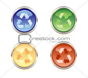 Set of recycle web buttons