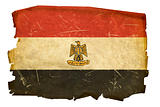 Egypt Flag old, isolated on white background.