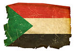 Sudan Flag old, isolated on white background.