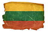 Lithuania Flag old, isolated on white background.
