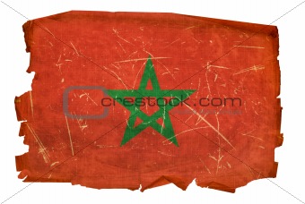 Morocco Flag old, isolated on white background.