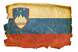 Slovenia Flag old, isolated on white background.
