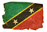 Saint Kitts and Nevis Flag old, isolated on white background.