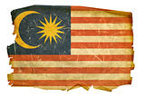 Malaysia Flag old, isolated on white background.