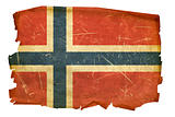 Norwegian Flag old, isolated on white background.