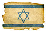 Israeli Flag old, isolated on white background.