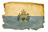 San Marino Flag old, isolated on white background.