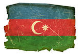 Azerbaijan Flag old, isolated on white background.