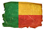 Benin Flag old, isolated on white background.