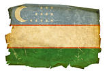 Uzbekistan Flag old, isolated on white background.