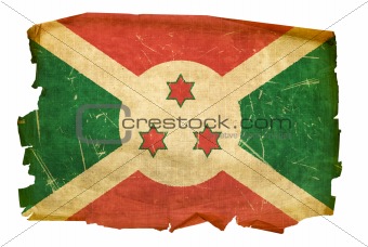 Burundi Flag old, isolated on white background.