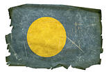 Palau Flag old, isolated on white background.