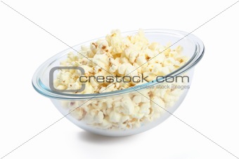 Popcorn in a glass bowl