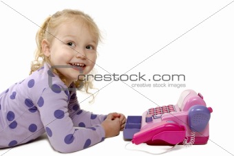 Little girl playing with toy