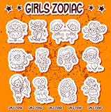 Girls zodiac icons horoscope sign 