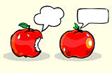 Apple with bubble speech / Fruit in pop art retro style