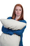 Woman Hugging Pillow
