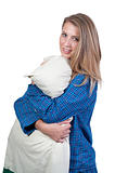 Woman Hugging Pillow