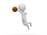 3D playing basketball making a dunk