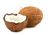 Whole coconut and half
