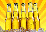 Bottles of beer with abstract background