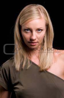 young woman on a black background