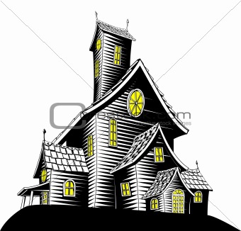 Scary haunted house illustration