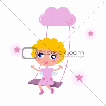 Cute little angel child isolated on white background
