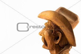 old cowboy wood carved