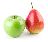 green apple and red pear