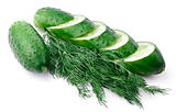 Sliced cucumber and dill