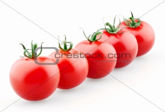 Cherry tomatoes in row
