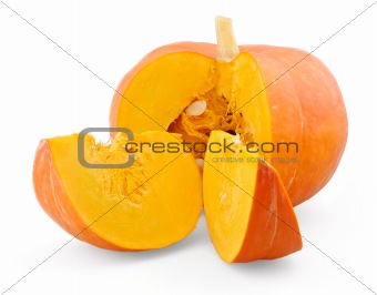 Fresh pumpkin and two slices