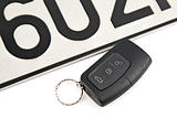 remote controlled car key and registration plate
