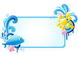 summer colored banner with ornament and fish