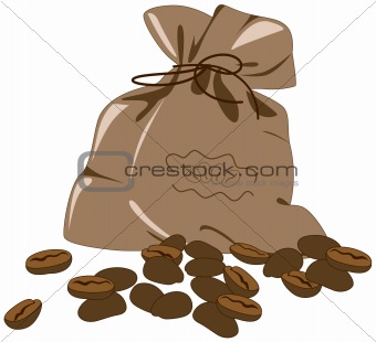 coffee beans and bag