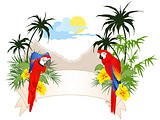 summer banner with parrots