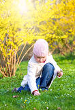 small girl in spring park
