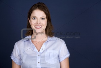 casual woman in blue